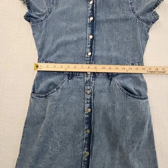 J Gee Chambray Denim Shirt Dress Women's Medium Blue Western Boho Y2K NWT Snaps - Picture 3 of 13